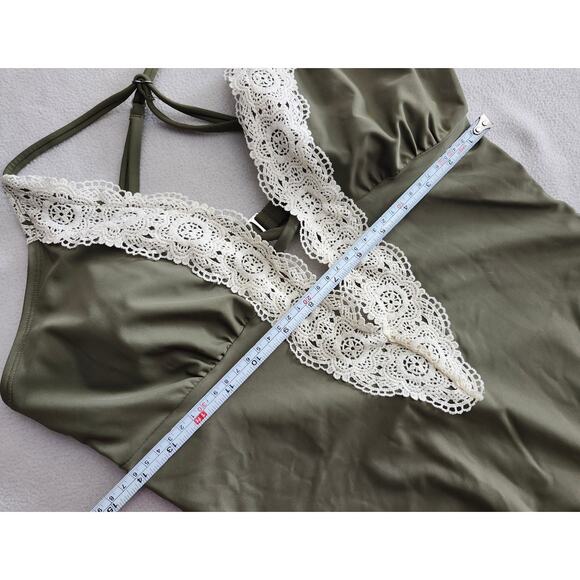 Cupshe Large Green One Piece Lace Bathing Suit Swim Hobo Hippy Crochet - Picture 9 of 9